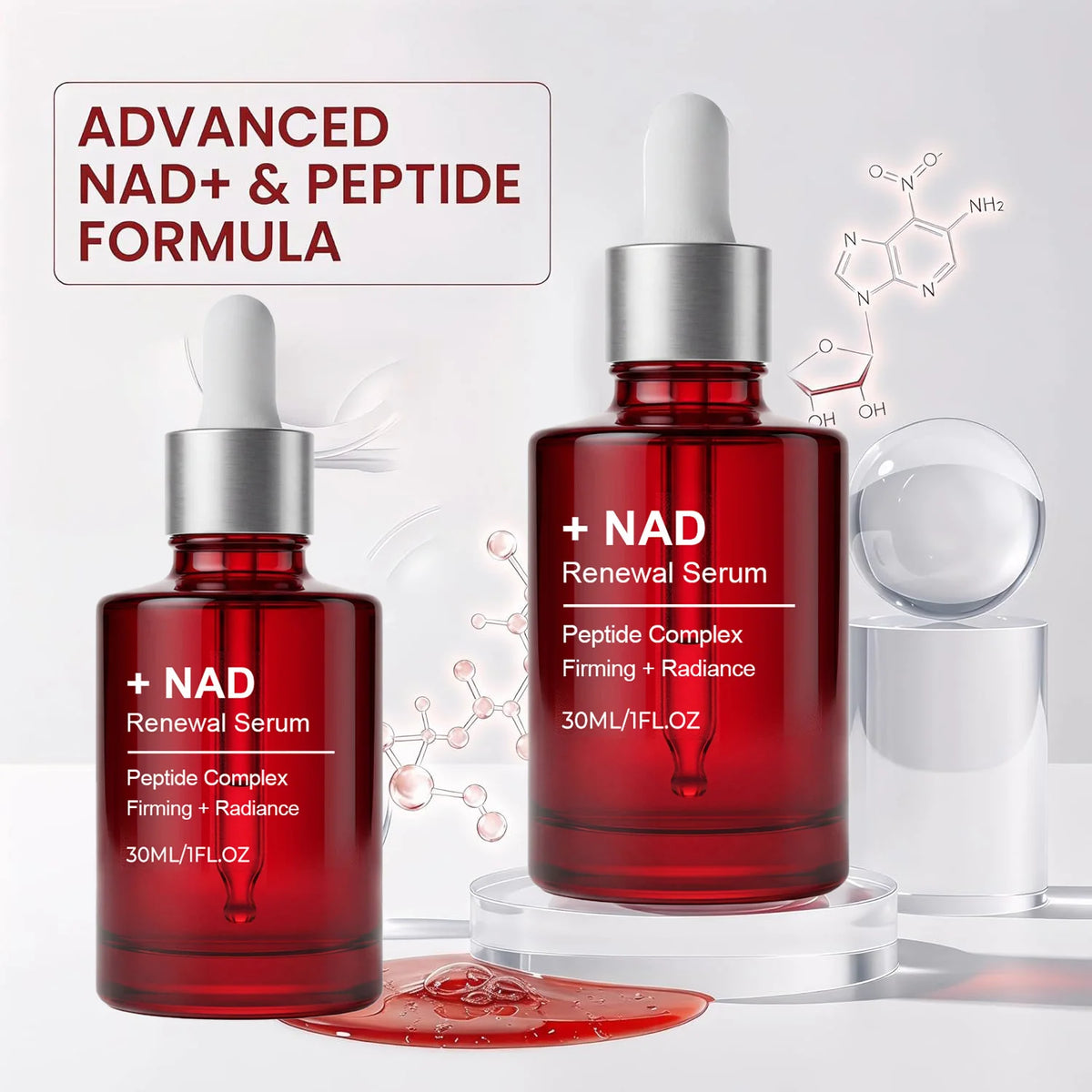NAD+ Peptide Firming Serum Nourishing Face & Neck Treatment with Collagen Plumping & Radiance Boosting Skin Elasticity&Firmness Pi-Mart