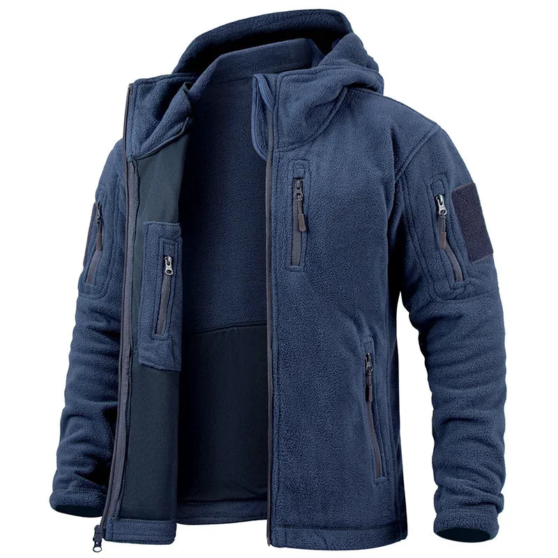 Men's Hunting Fleece Jacket Hiking Hunting Outdoor Fleece  Tactical Jacket Winter Warm Full Zip Military Hoodies Multi-Pockets Pi-Mart
