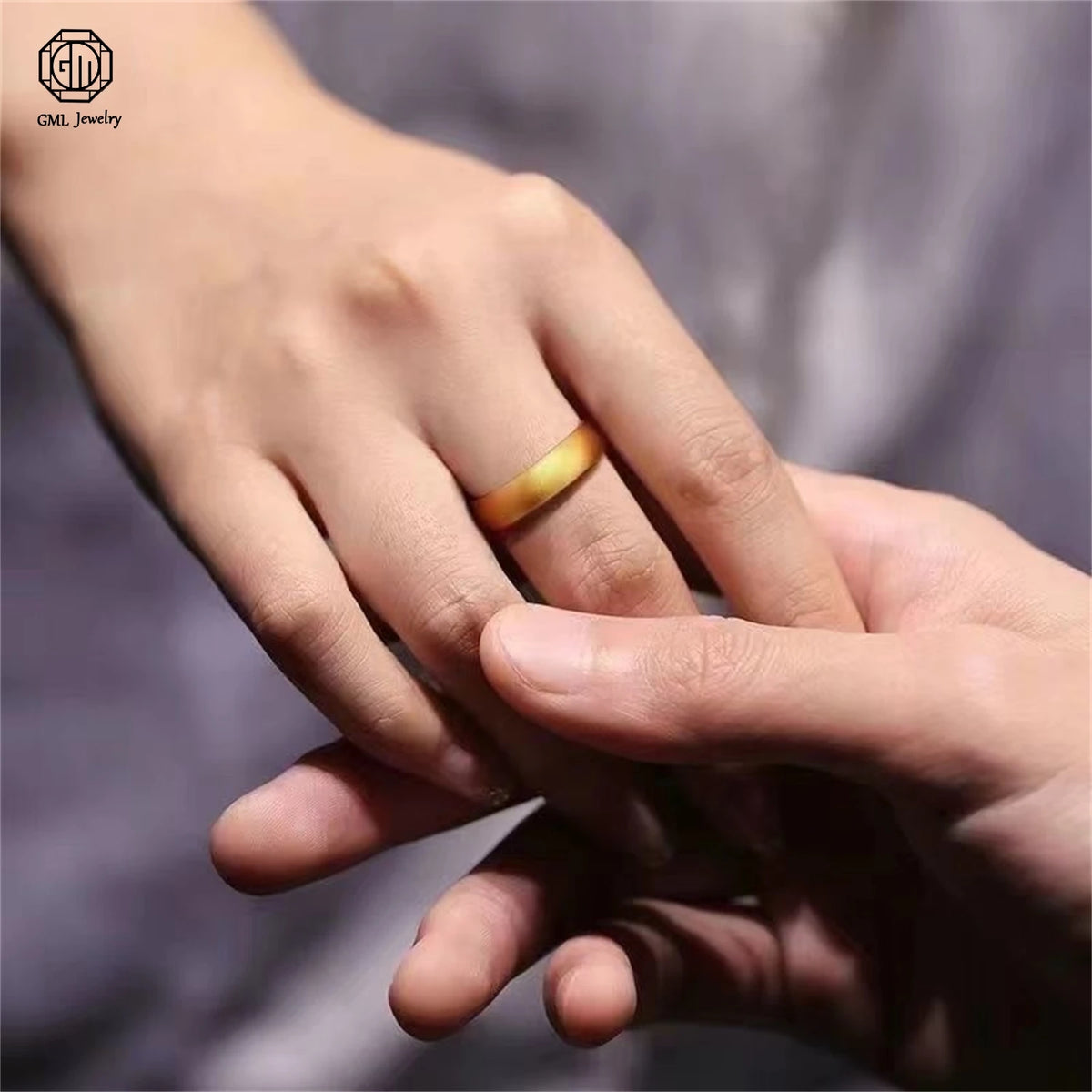 Sand Gold Adjustable Ring Matte Wide Band Openable Fade Resistant Unisex Couple Jewelry Solid Minimalist Gift Pi-Mart