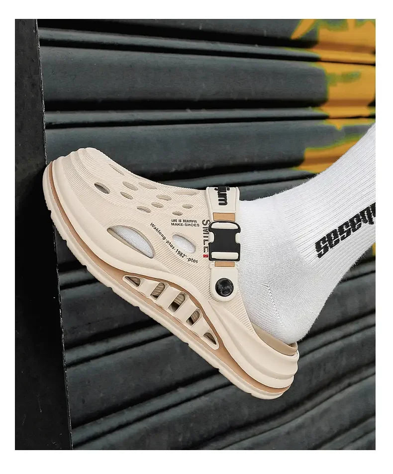 2026 New Men's Holes oes Summer Thi Bot Anti-Slip Driving Beach Slippers Spor Casual EVA Injection Moulding Footwear Pi-Mart