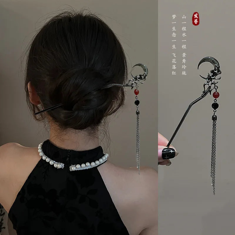 Ancient Chinese Style Elegant Butterfly Tassel Hair Stick for Women Girls Classical Hairpin Chinese Hair Accessories Jewelry Pi-Mart