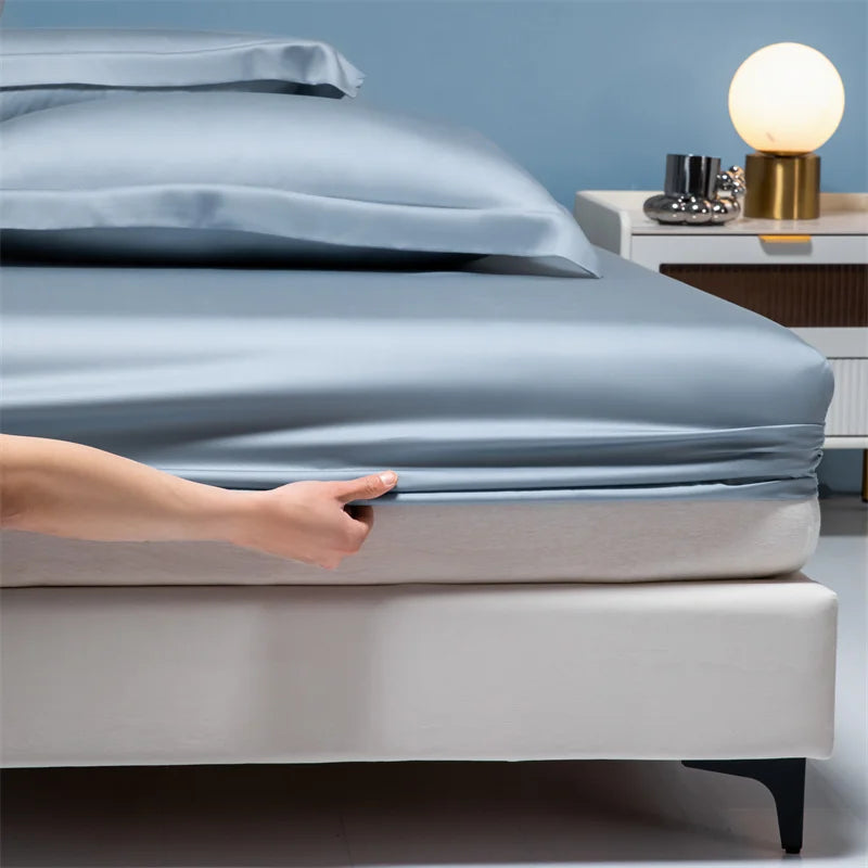 Luxury 100% Bamboo Bed Sheet Set with Fitted Sheets Flat Bedsheet Pillowcase Double Queen King Size Bedding Sets Smooth Silky LadyShow.Store