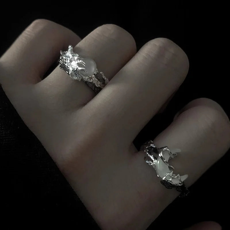 Vintage Y2K Irregular Sun Moon Open Ring for Women Men Adjustable Metal Punk Finger Rings Fashion Party Jewelry Lovers Gifts Pi-Mart