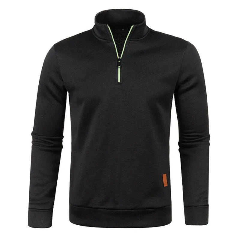 Autumn Men's Half Zipper Sweatshirts Long Sleeve Solid Color Pullover Turtleneck Streetwear Winter Warm Jacket Sport Coats Pi-Mart