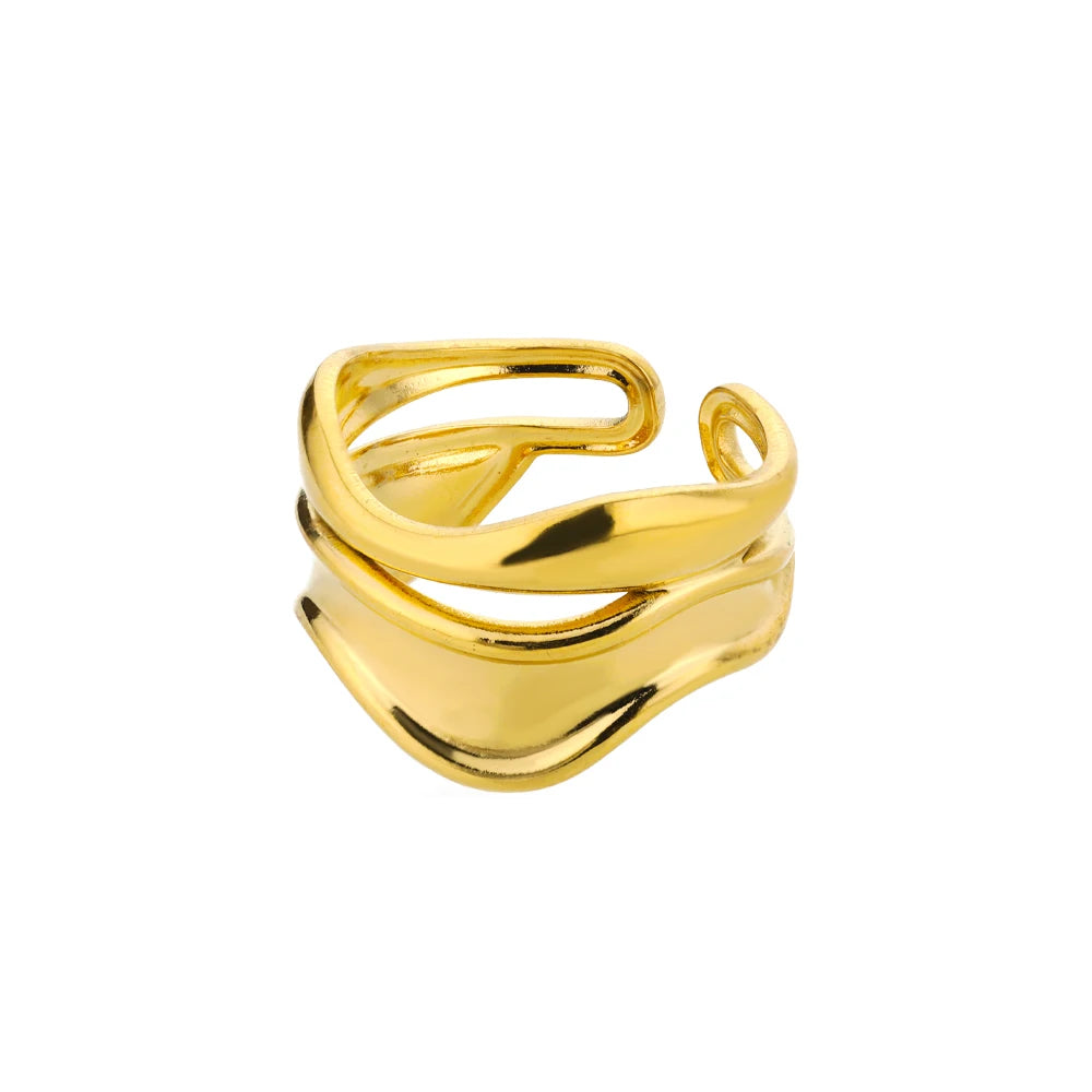 316L Stainless Steel Shell Rings for Women Adjustable Gold Color Little Star Open Rings Female Jewelry Weddings Gifts New Trendy Pi-Mart