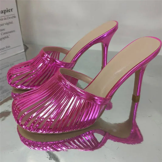 2026 New Sexy Women's Open Toe Mule Sandals - Slip On Stiletto Heels for Wedding/Party, Summer Breathable Comfort Dressy Shoes LadyShow.Store