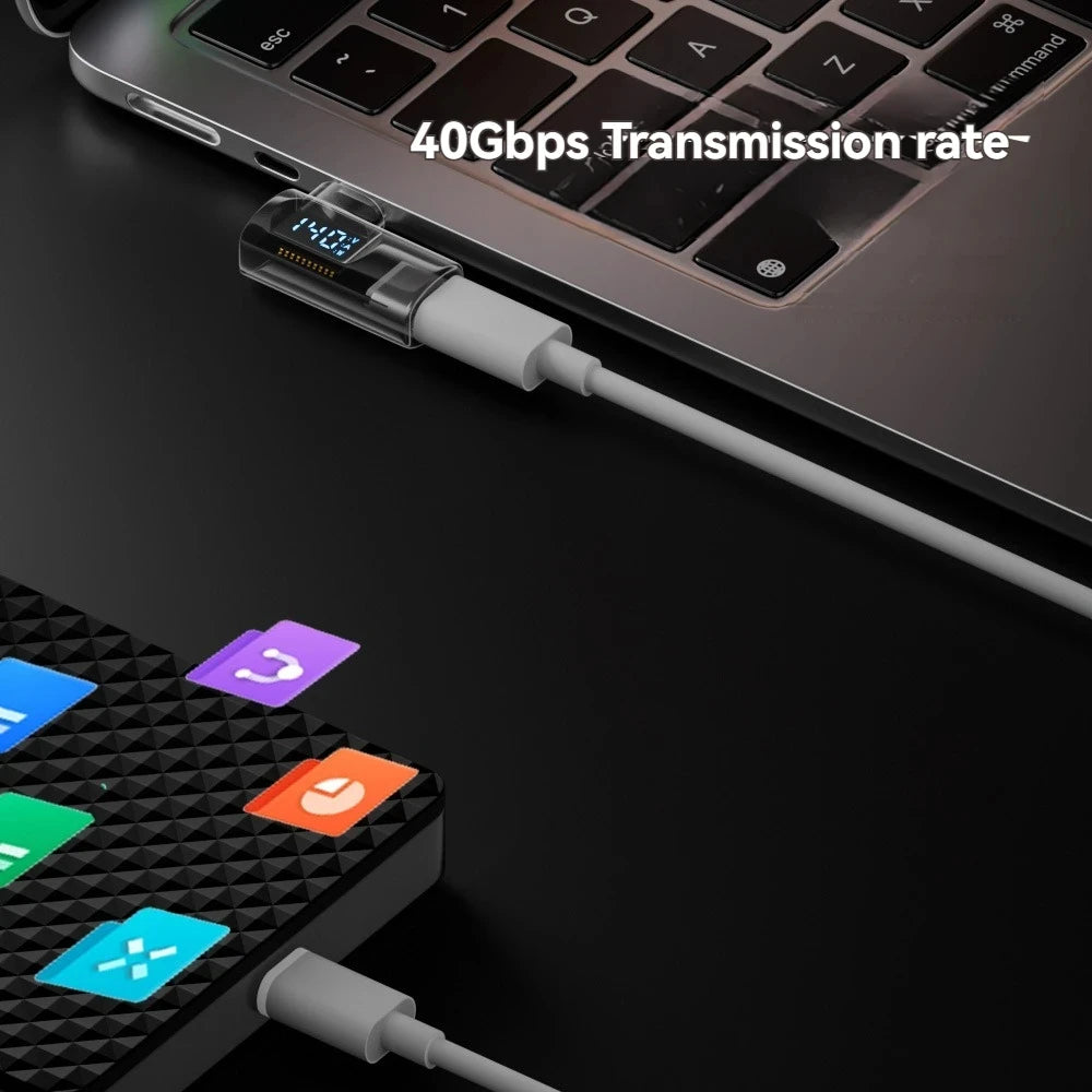 90 Degree USB C Adapter Right Angle U Shape Type C Adapter 40Gbps Data Transfer PD 140W USB4.0 8K 60Hz Video for Thunderbolt 3/4 Pi-Mart