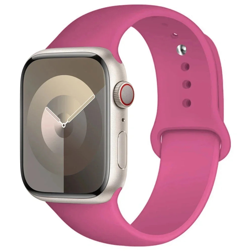 Silicone Band For Apple Watch strap 44mm 45mm 40mm 41mm 42-38mm 45 mm sport bracelet iwatch series 8 7 6 5 4 3 SE 9 Ultra 2 49mm LadyShow.Store