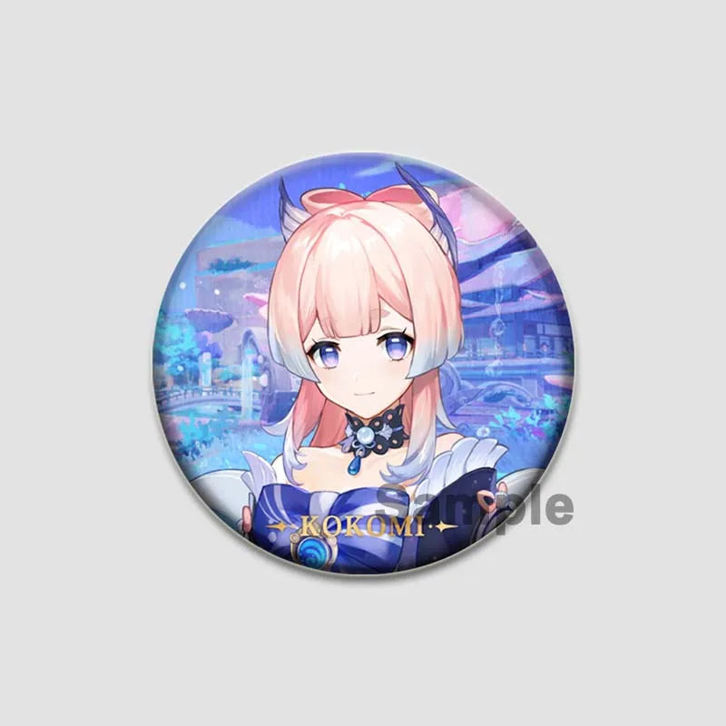 Genshin Impact Game Brooches 58mm Round Button Pins for Backpack Jackets Jewelry Cartoon Cosplay Badge Hutao Zhongli Xiao Badges Pi-Mart