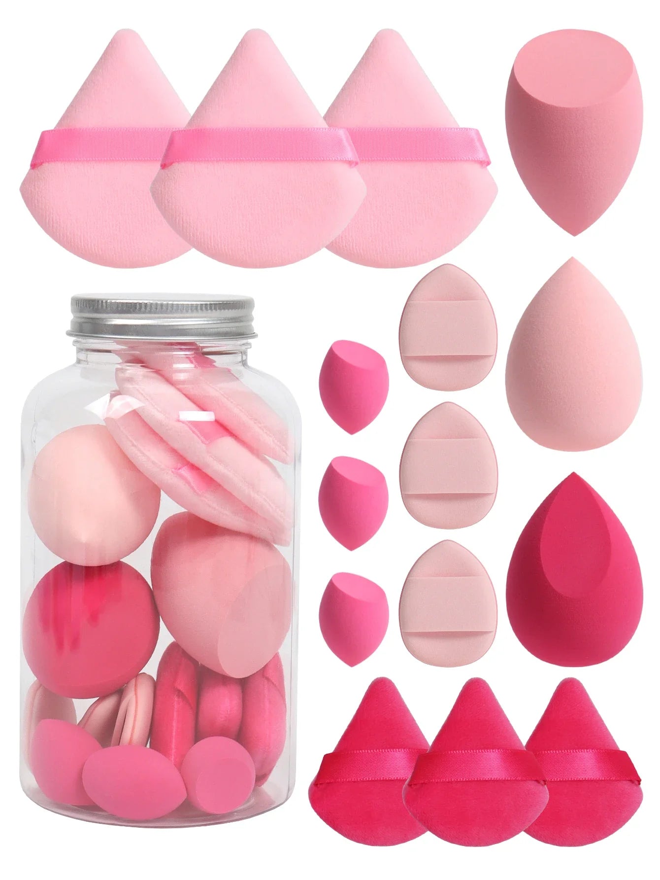 Spring 15 Cans,3 Loose Powder Puffs & 3 Mini Loose Powder Puffs & 3 Mini Makeup Eggs & 3 Mini Air Cushion Puffs, Foundation Mix LadyShow.Store