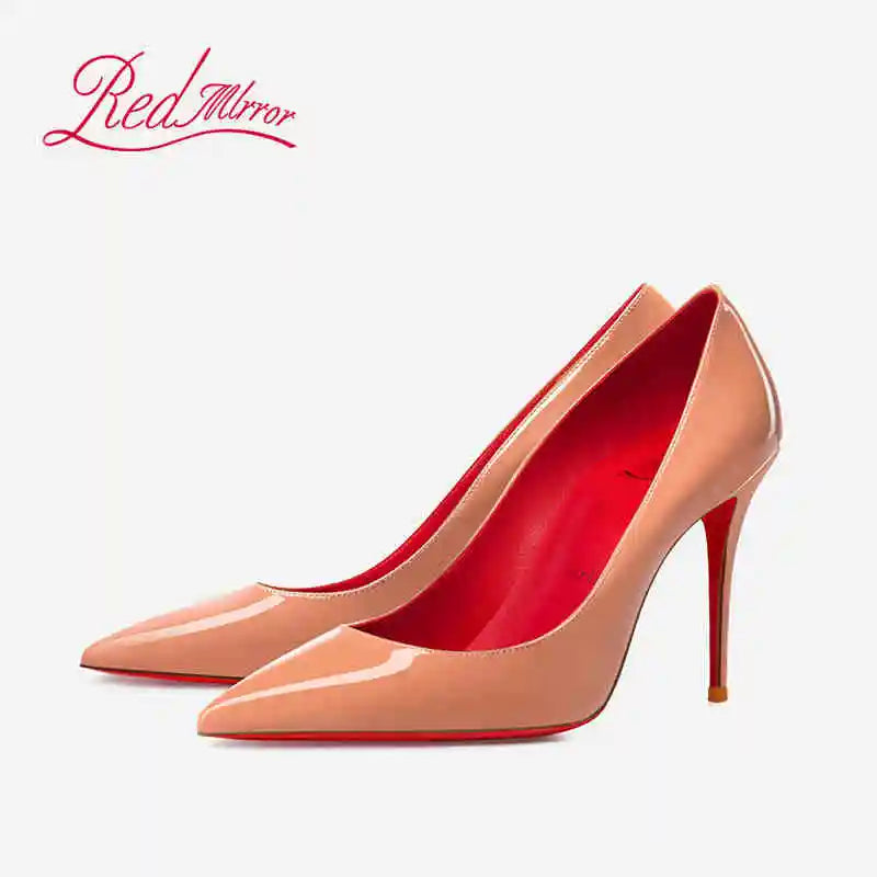Women Heels Naked Color Women's Elegant High Heel Luxury Black Shoes Woman 2026 Red Shiny Bottoms Pointed Toe Party Ladies Women Pi-Mart