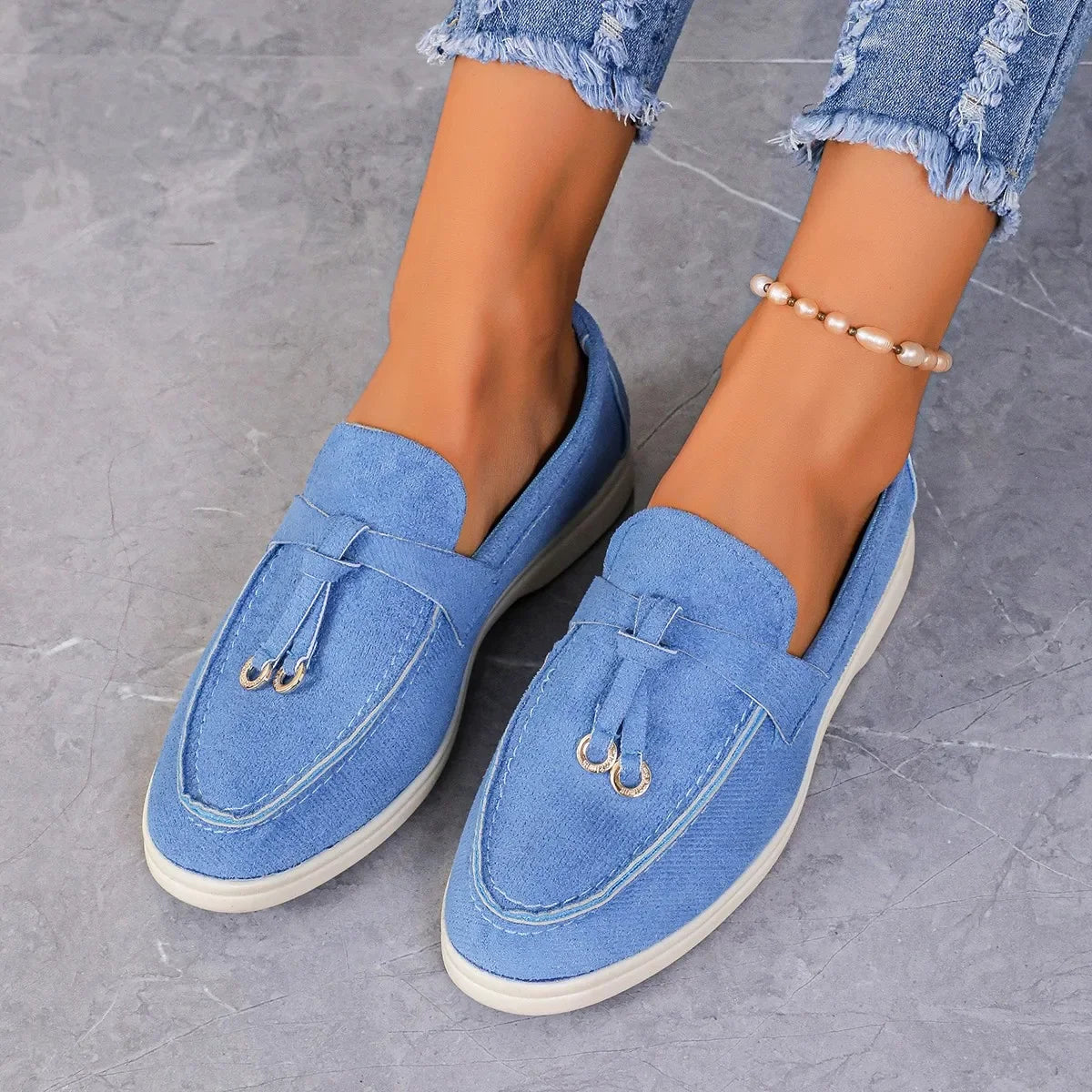 Comfortable Spring and Autumn New Large Size Soft Sole Women's Shoes British Style Fashion Flat Shoes Comfortable Casual Shoes Pi-Mart