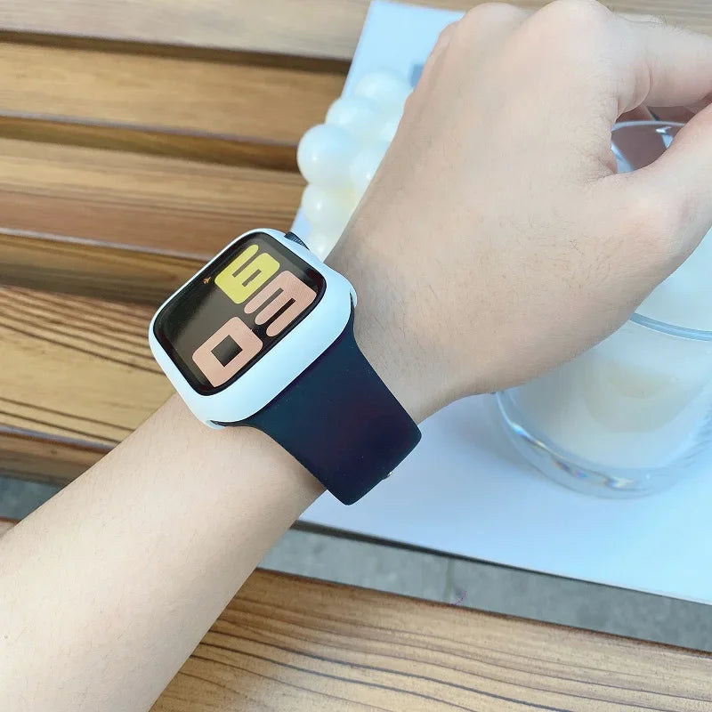Silicone Band For Apple Watch strap 44mm 45mm 40mm 41mm 42-38mm 45 mm sport bracelet iwatch series 8 7 6 5 4 3 SE 9 Ultra 2 49mm LadyShow.Store