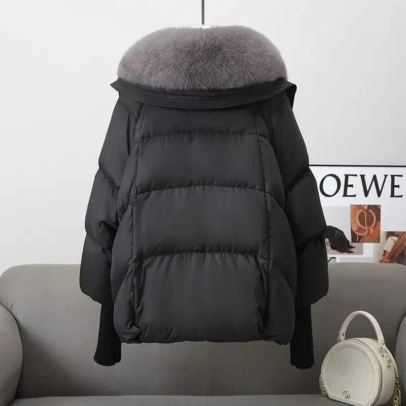 2026 Autumn/Winter New Down Jacket Women's Korean Loose Short Coat Female big fur collar Cotton Jacket Women Snow Parka Coats LadyShow.Store