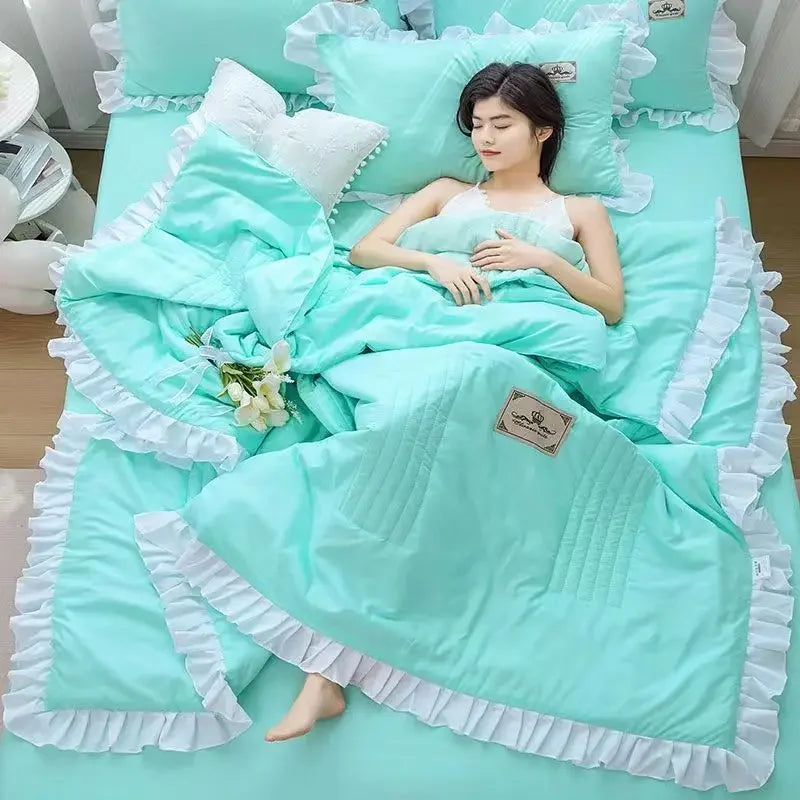 Summer Quilted Blanket Comforter Duvet Cover for Single Double Bed Air Condition Quilt Student Car Kids Adult Bed Cover Bedding Pi-Mart