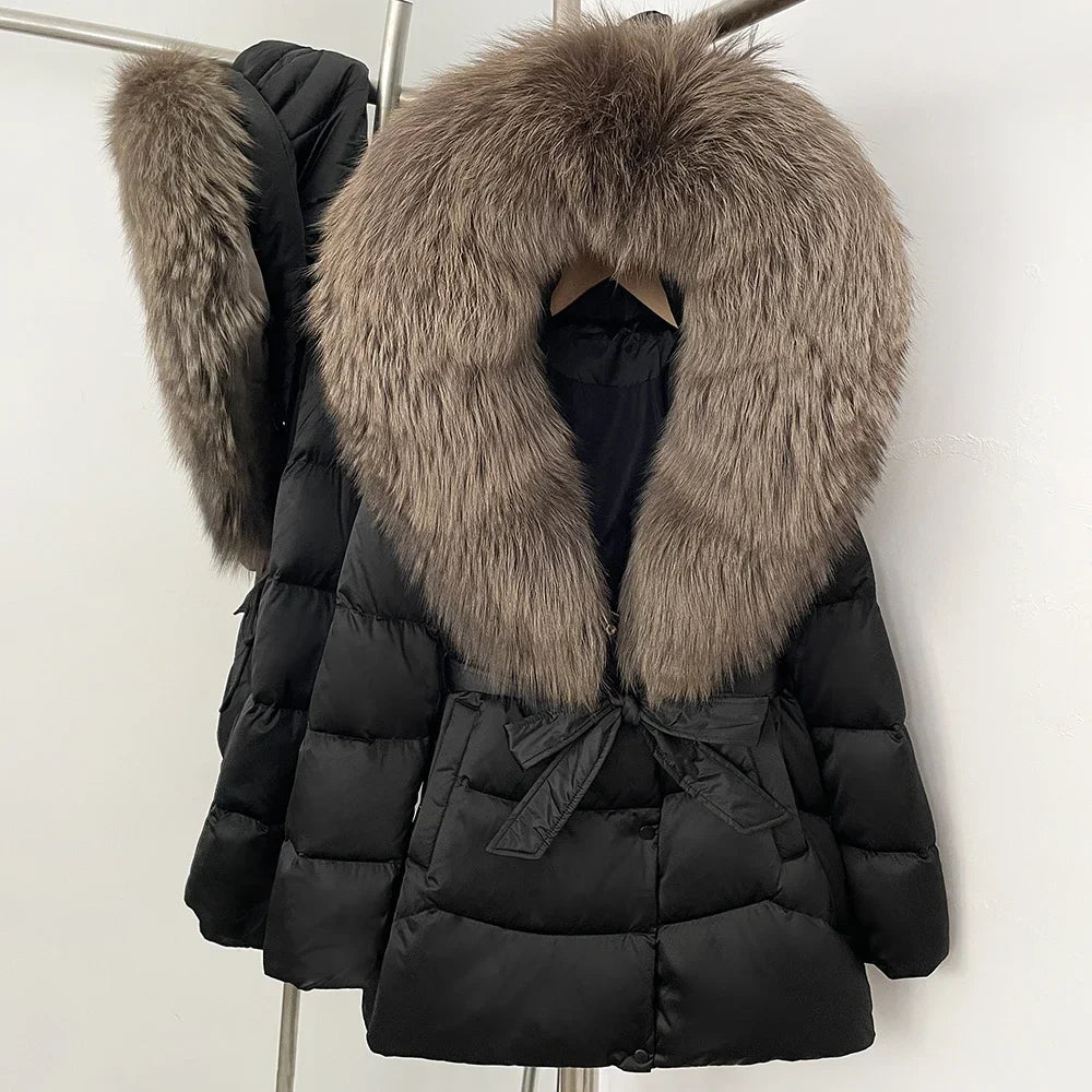 Natural Fur Collar Down Jacket Women Winter 2026 High Quality Duck Down Puffer Parka Windproof Warm Down Coat Outerwear New LadyShow.Store