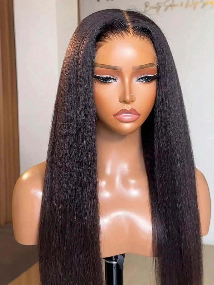 Kinky Straight Human Hair Wigs13x4 Glueless Wig 5x5 HD Lace Front Human Hair Wigs Yaki Straight Frontal Lace Wig for Black Women Ready to Go LadyShow.Store