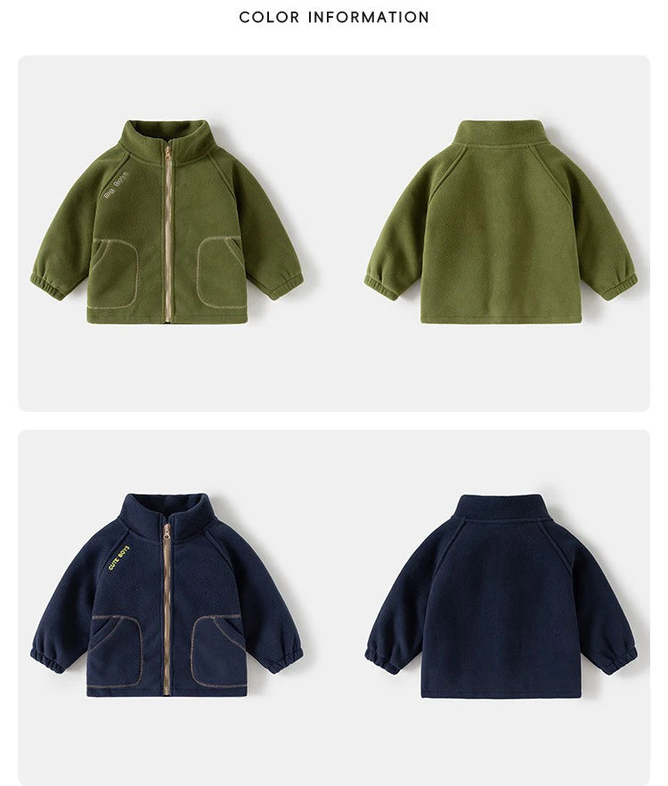 Ircomll New Children Boys Polar Fleece Jacket Autumn Winter Kids Coat Causal Toddler Stand Collar Zipper Outwear Boys Clothing Pi-Mart
