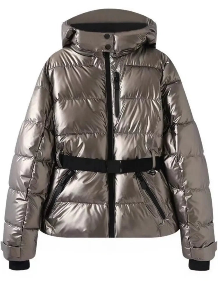 2026 Women Winter Hooded Down Jackets With Belt Lady Warm Thick Long Sleeve Stand Collar Parkas Padded Coats Sports Ski Outdoor LadyShow.Store