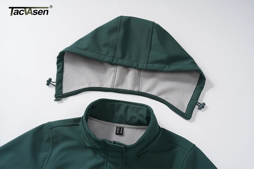 TACVASEN Women's Long Hooded Jacket Fleece Lined Softshell Jacket Waterproof Windproof Hiking Jacket Rain Coat Windbreaker Parka Pi-Mart