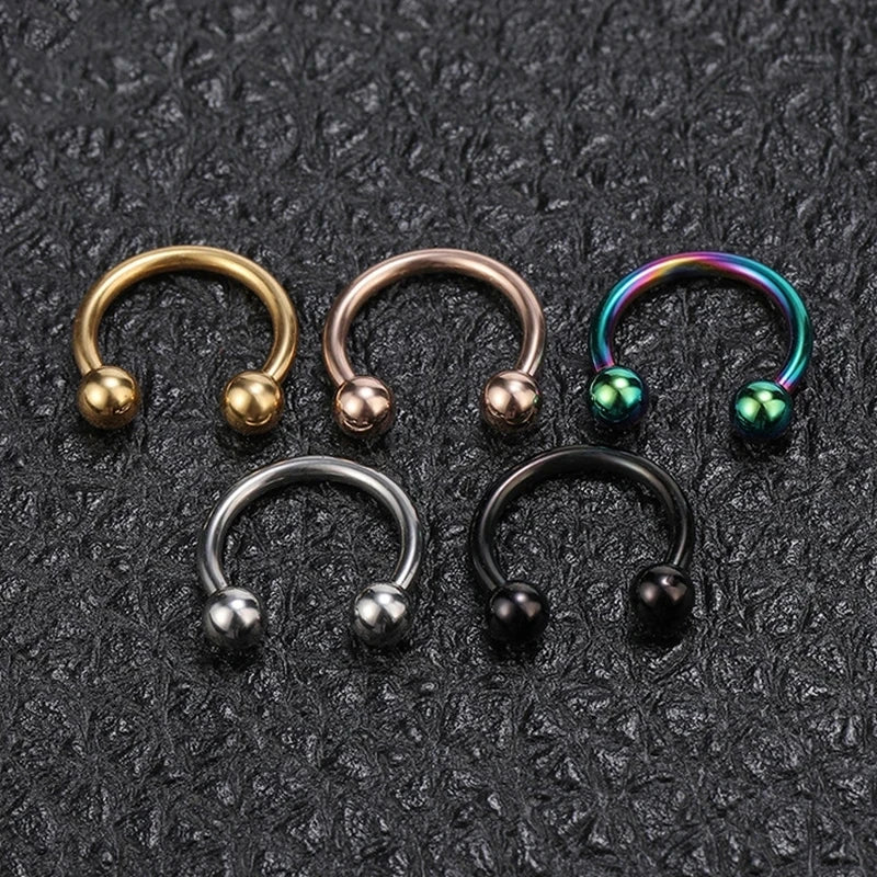 1PC metal Horseshoe Fake Nose Ring C Clip Septum Lip stainless steel Real Piercing Nose Rings Hoop For Women Men Jewelry Pi-Mart