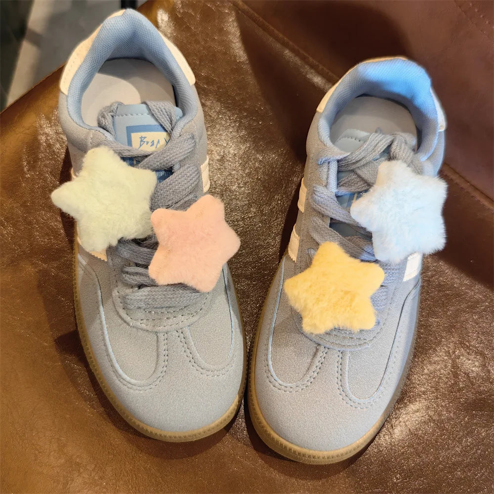 Autumn Winter Plush Star Shoelaces Charms for Sneakers Cute Furry Bone Shoe Decorations Charm DIY Detachable Shoes Accessories Pi-Mart
