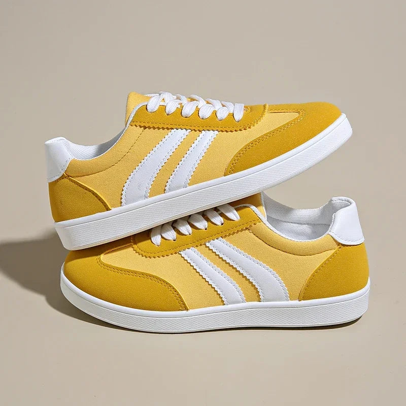 Women Tennis Sneakers Flats Ladies Fashion Mixed Colors Lace-up Vulcanized Shoes Spring Autumn Woman Outdoor Trainers Footwear Pi-Mart