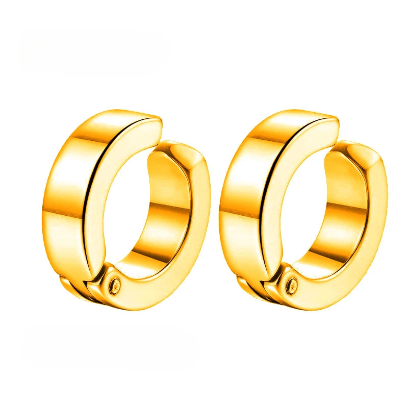 1 Pairs Fake Ear Clip Hoop Earrings for Men and Women Stainless Steel Painless Non Piercing Fake Earrings Jewelry Gifts Pi-Mart