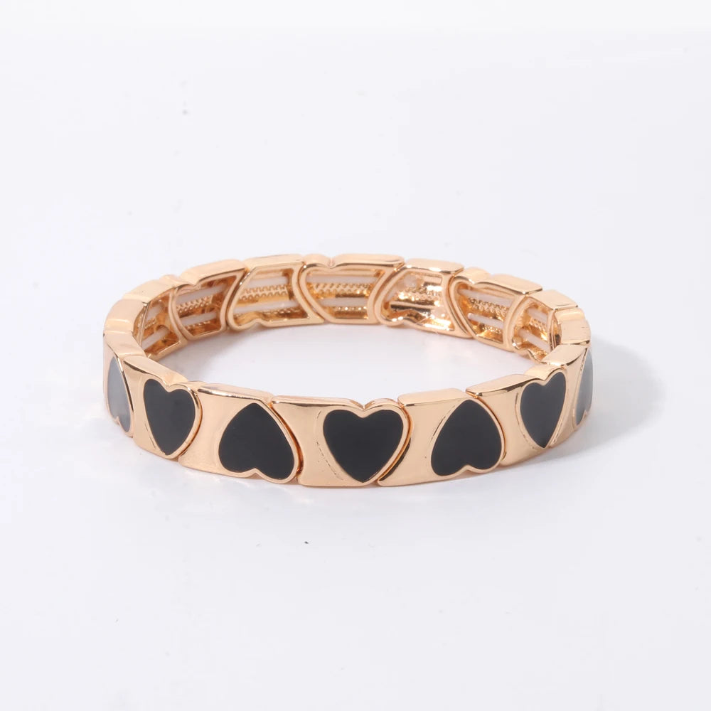 2026 New Black Gold Color Beaded Bangle for Women and Men Handmade Elastic hand Wrist Bracelets Pi-Mart