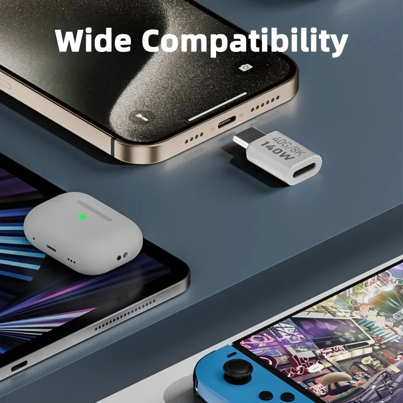 PD140W USB4.0 Type C to USB C Fast Charging Adapter Converter 40Gbps Data Sync Connector 8K@60Hz USB C OTG Adapter for MacBook Pi-Mart