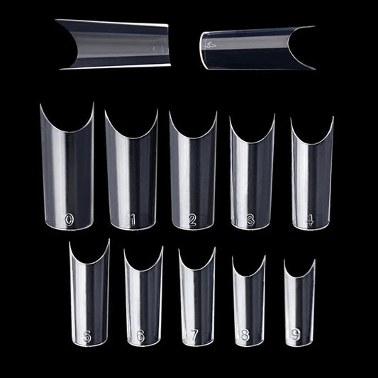 500 Pcs Curved C Fake Nail New Materials Top Quality Full Cover Nails Tips Transparent Gel Para Unha False Nails Beauty Products Tri Light Beauty