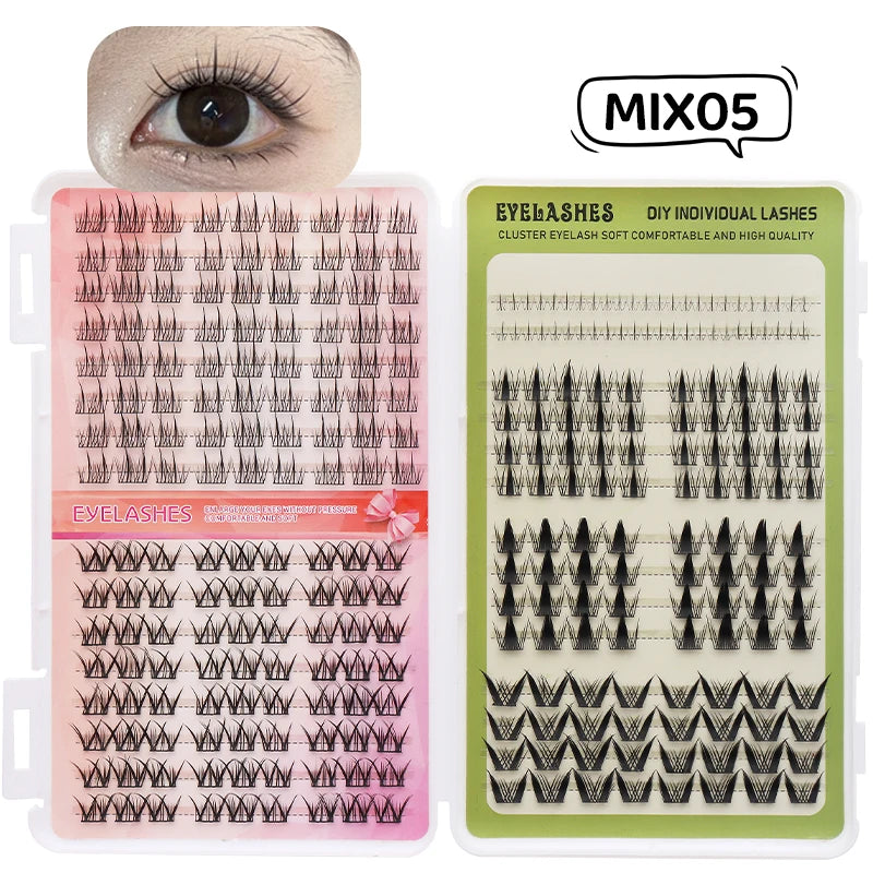 DINGSEN Eyelash Clusters Book Large Capacity Volume Individual Lashes Book Natural Long DIY Cluster Eyelash Extensions Makeup Pi-Mart