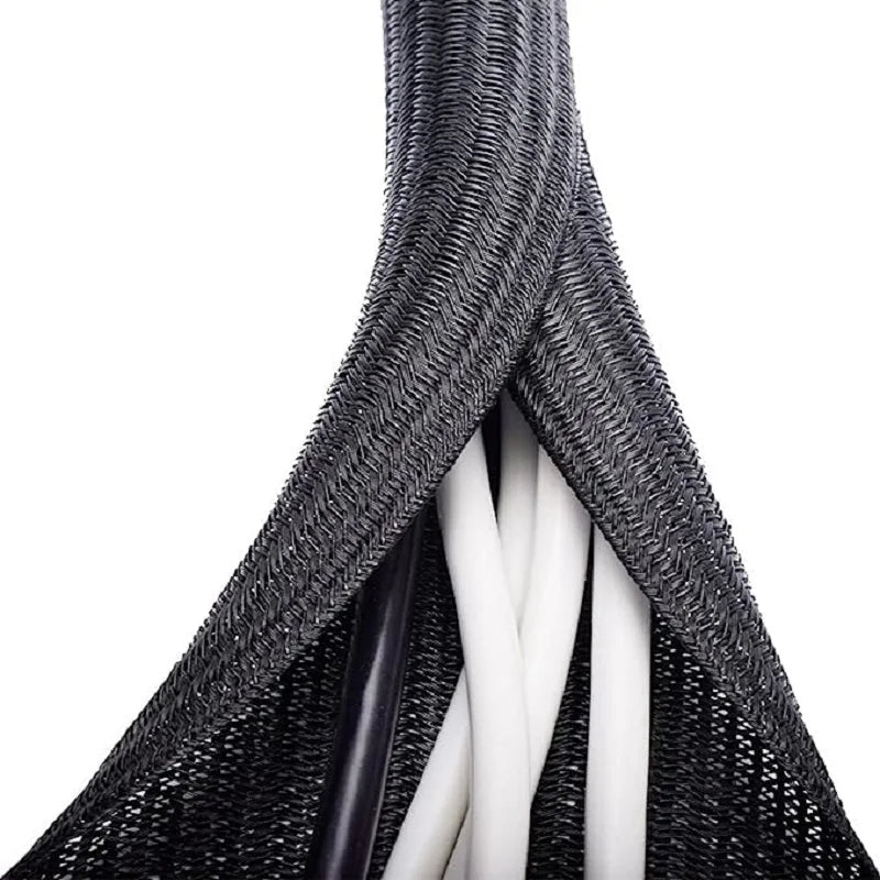 1M 3M 5M Braided Cable Sleeve PET Nylon Wrapping Cable Casing Cable Sleeves Wire for Desk PC TV Wire Protector Cable Wrap Cover Pi-Mart