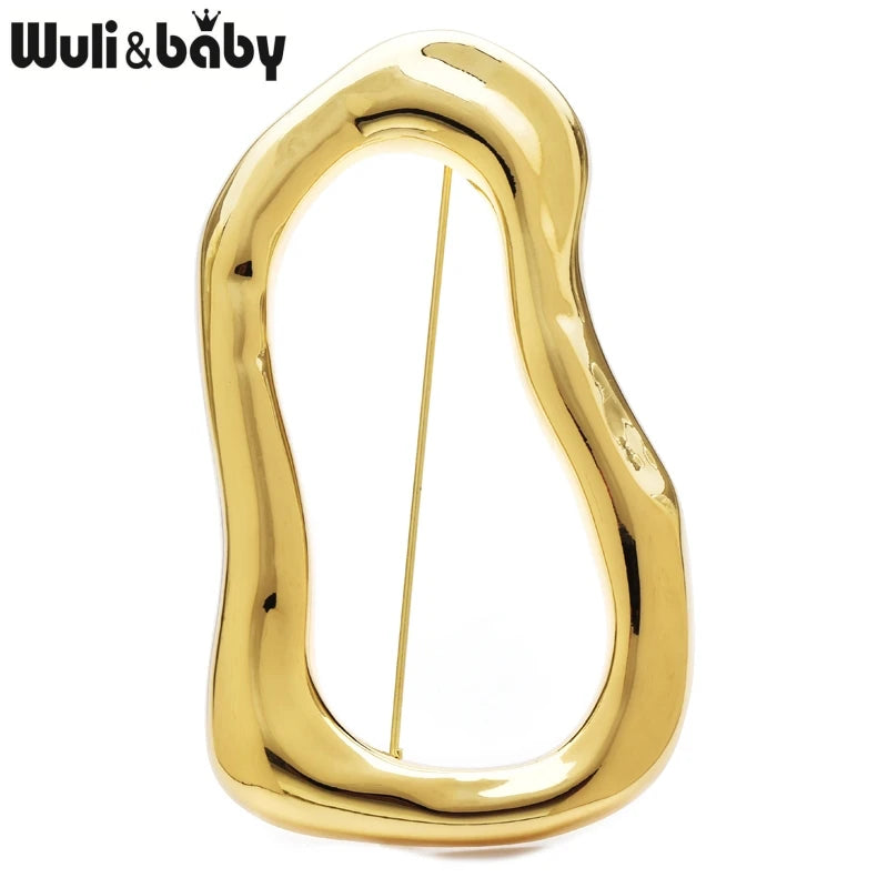 Wuli&baby Stainless Steel Big Circle Brooches Pins For Women Men 2-color All-match Geometric Brooch Gifts Pi-Mart