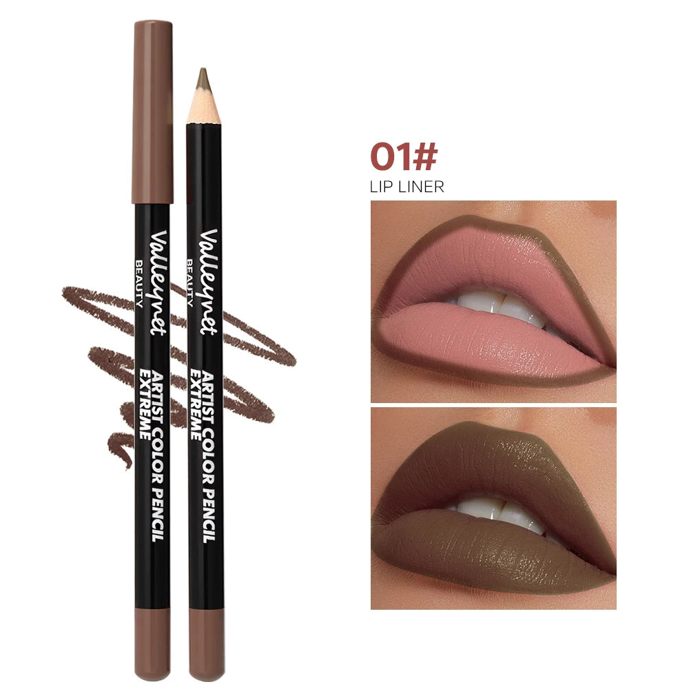4pcs/Set lip liner set and eyeliner set Nude Brown Collection Long-lasting Matte Waterproof Lipstick Set Women'S Lip Cosmetics Pi-Mart