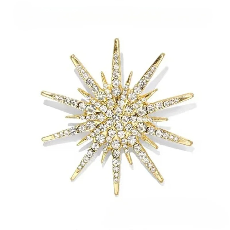 Rhinestone Hexagram Brooches for Women Men Fashion Starburst Metal Lapel Pin Clothes Accessories Office Leisure Jewelry Gift Pi-Mart