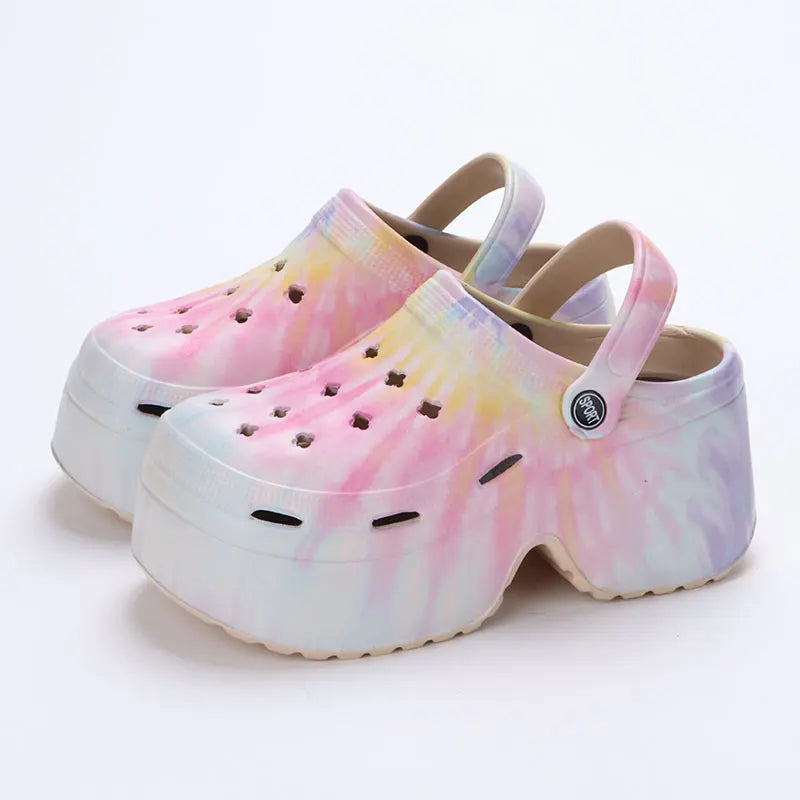 Leopard Thick Bottom Clogs for Women Closed Toe Chunky Platform Sandals Woman Summer 2023 Super High Wedge Heel Slippers Female LadyShow.Store