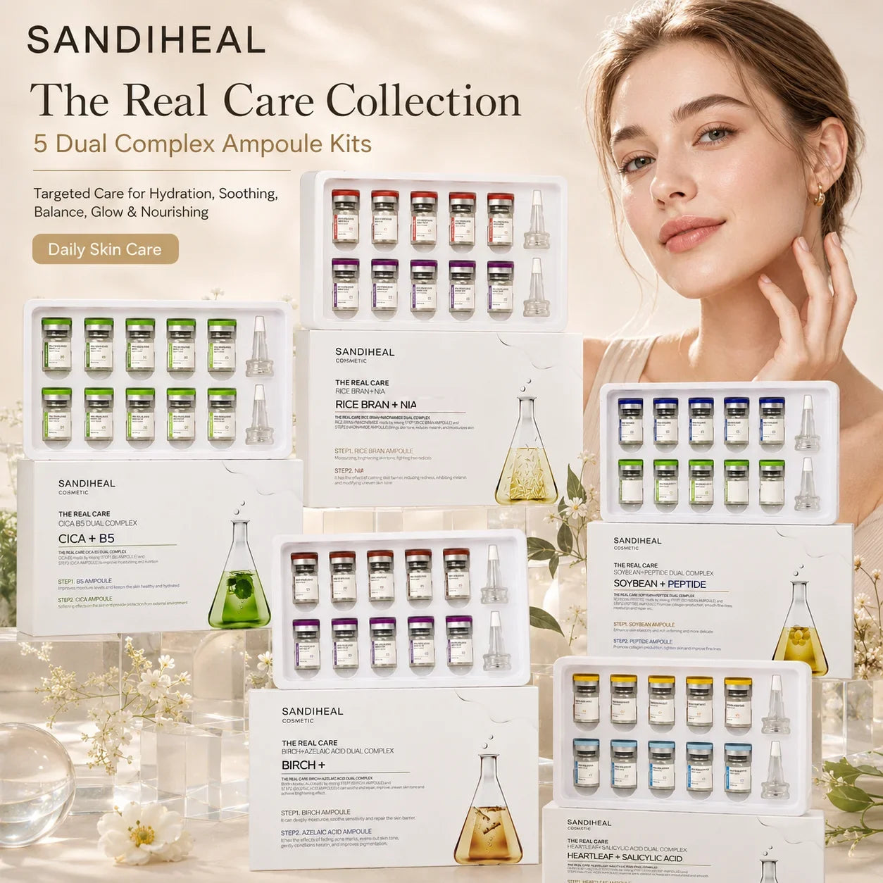 10Vials Copper Peptide Hyaluronic Acid Serum CICA B5 Facial Essence Hydration Korean Skin Care Original Sanendi Beauty Products Tri Light Beauty