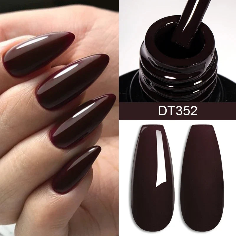 MEET ACROSS 7ml Red Gel Nail Polish Crystal Semi Permanent Soak Off UV Gel Varnish Nail Art Manicure Base Matte Top Coat Vernis Tri Light Beauty