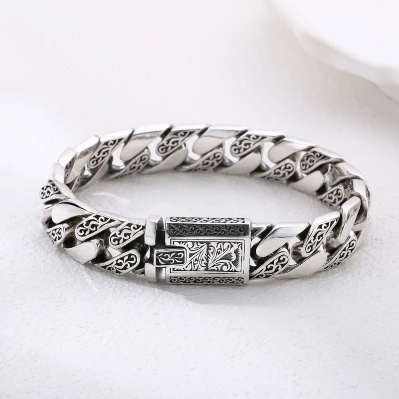 S925 Sterling Silver Timeless Vine Garland Buckle Retro Punk Tank Bracelet Jewelry Creativity Gift Factory Price Pi-Mart