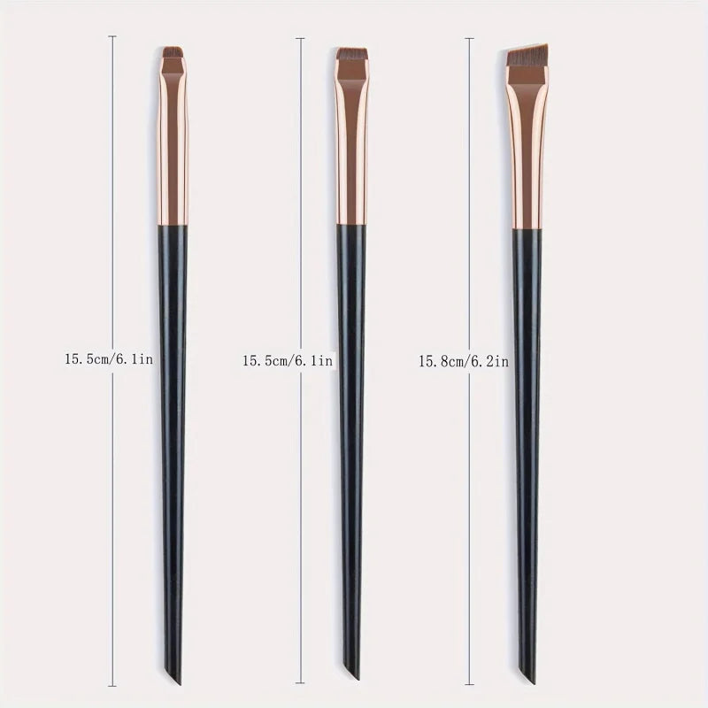 3pcs Professional Makeup Brush - Precision Eyebrow, Eyeliner, Powder Application - with Nylon Bristles - for Natural Definition Pi-Mart