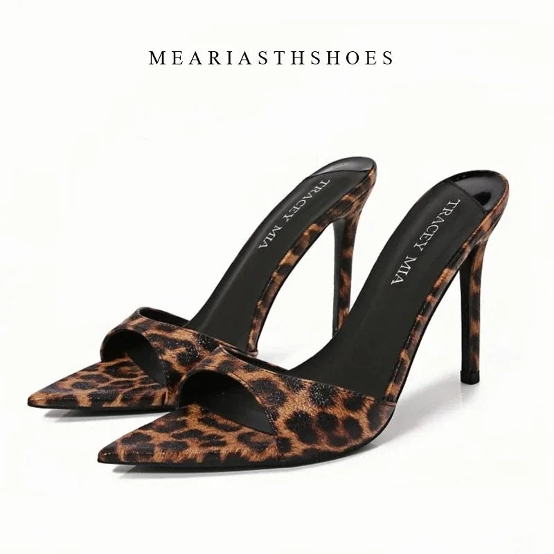 12/10cm pointed Open Toe High Heel Shoes Woman Summer OutsideSlipper Party Stiletto Luxury Designer Patent Leather Women Sandals LadyShow.Store
