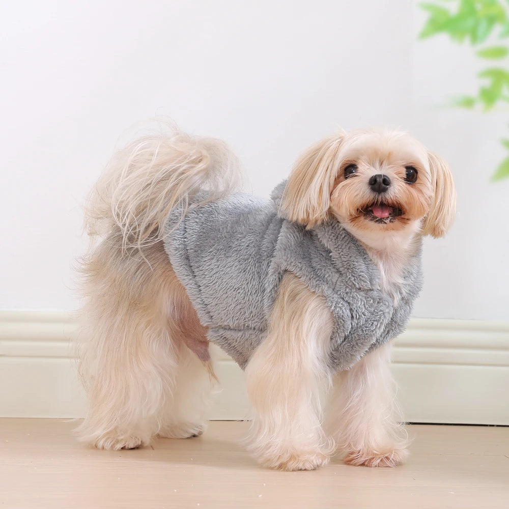 Soft Fleece Pet Dog Clothes Cute Hoodie Coat For Small Medium Dogs Cats Autumn Winter Puppy Hooded Jacket Sweater Pug Apparel Pi-Mart