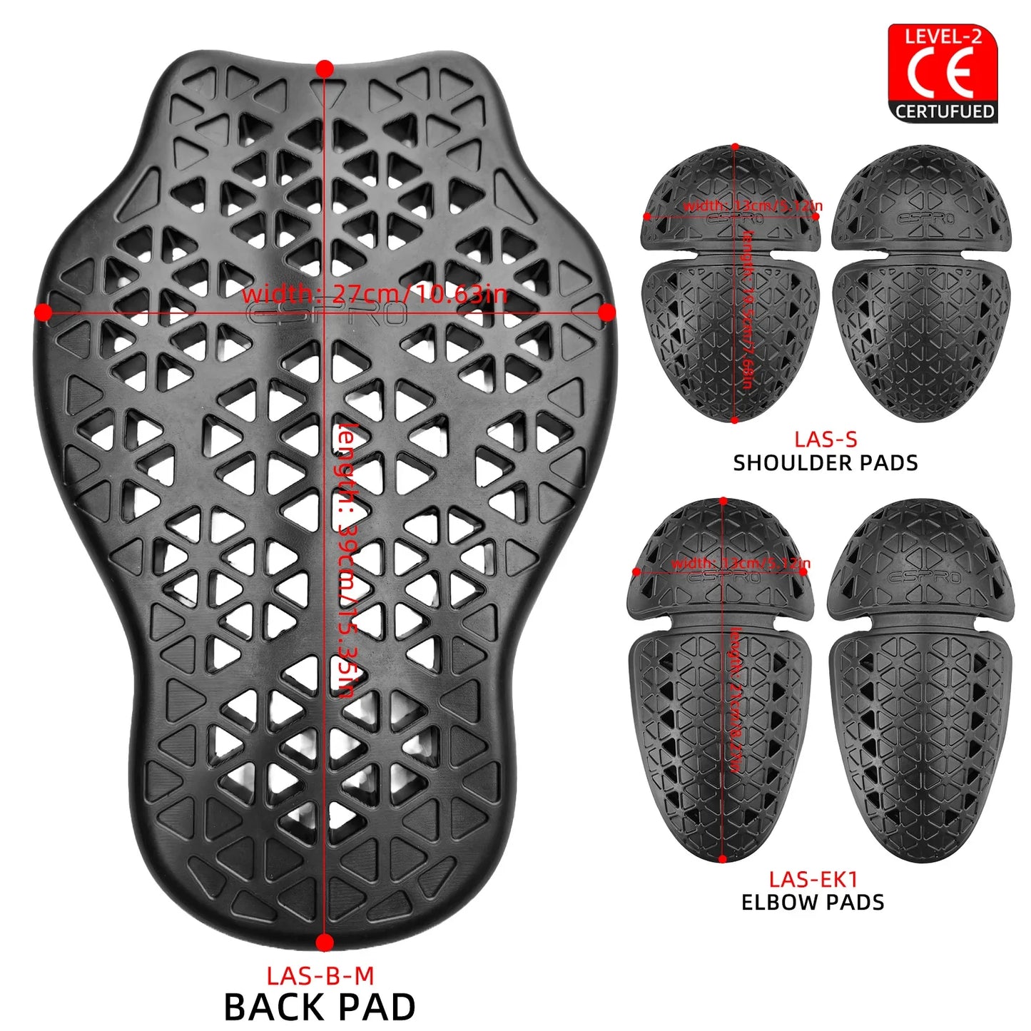 Black CE Level 2 Certified Motorcycle Jacket Insert Protector Thick Elastic Back Spine Protective Pad Rider Armor Coat Accessory LadyShow.Store