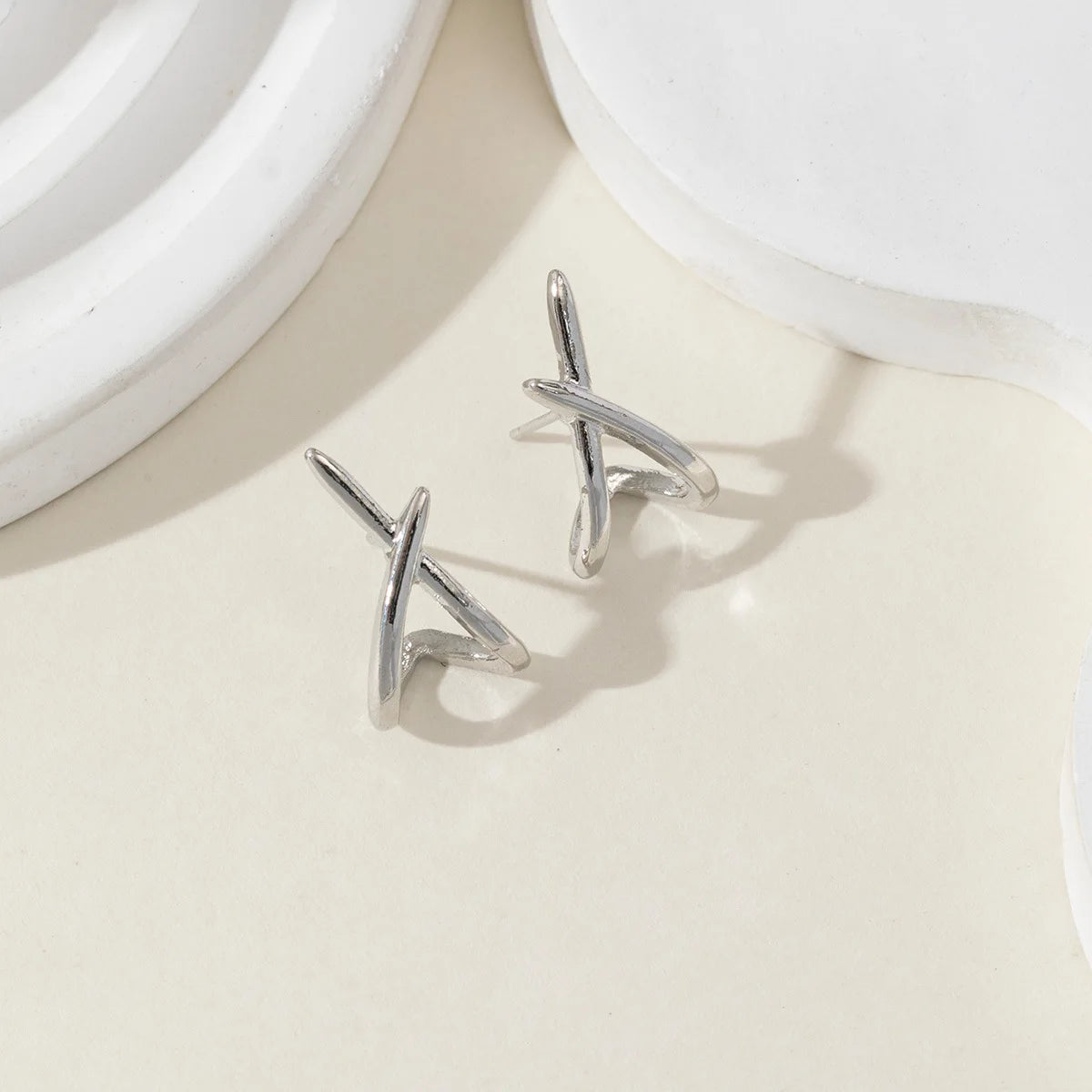 LATS Trendy Gold Color Cross Stud Earrings for Women Dainty Simple Minimalist Earring Fashion Jewelry Party Gifts Wholesale Pi-Mart