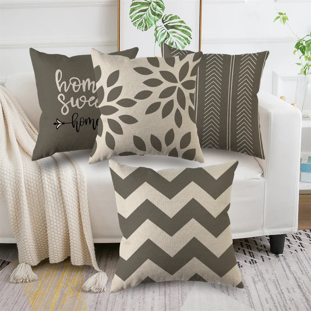 4Pcs Linen Square Cushion Cover,single-sided Printed Pillowcase ,Home Decor ,Room Decor,Living Decor,Bedroom Decor Pi-Mart