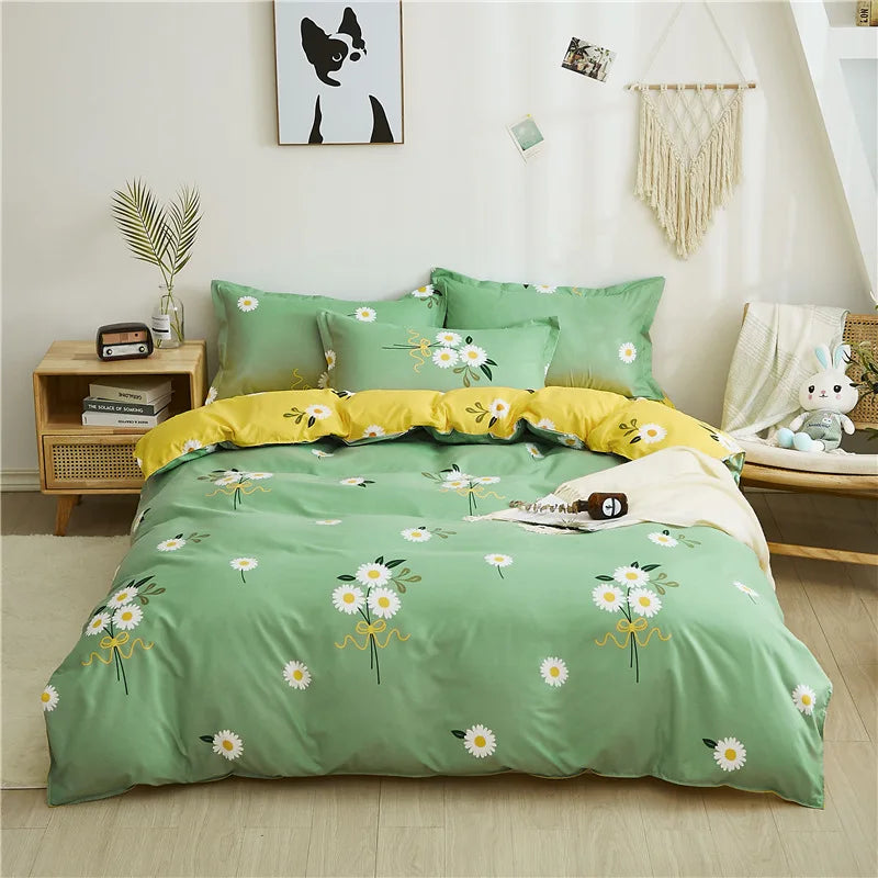 Lovely Cartoon King Size Duvet Cover Set 220x240 Skin Friendly Double Bed Quilt Cover Blanket Comforter Cover and Pillowcase Pi-Mart