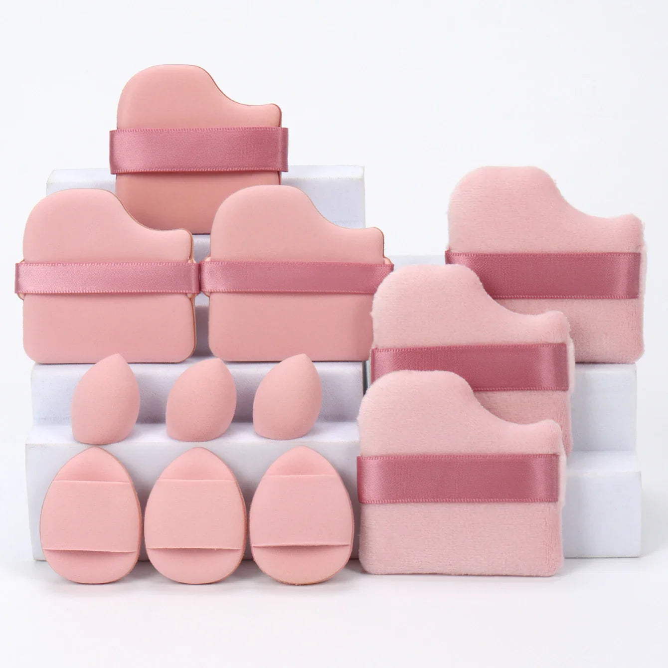 12-Piece All-Purpose Makeup Sponge Set, Made of 3 Loose Powder Puffs, 3 Mini Air Cushion Puffs, 3 Beauty Eggs and 3 Mini Beauty LadyShow.Store