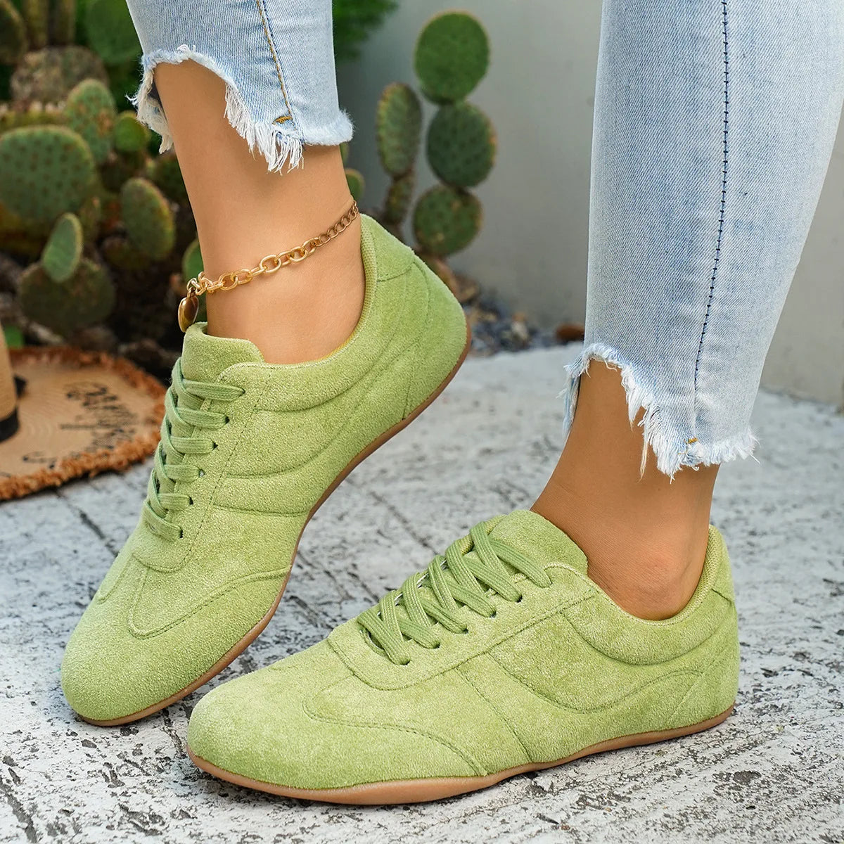 Women's Casual Flat-soled Non-slip Wear-resistant Sport Shoes Spring Autumn Round-toe Soft and Comfortable Women Single Shoes Pi-Mart