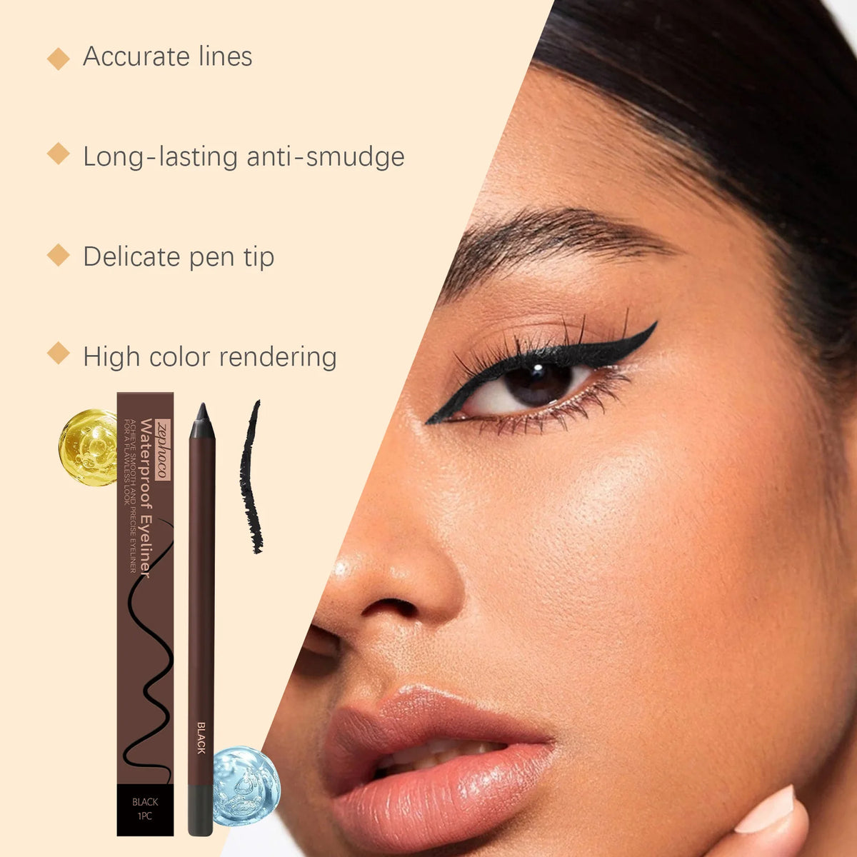 Zephoco Brown Eyeliner Pencil Waterproof Sweatproof Long Lasting Easy to Color Smooth Soft Gel Eyeliner Pencil Eye Makeup Set Pi-Mart